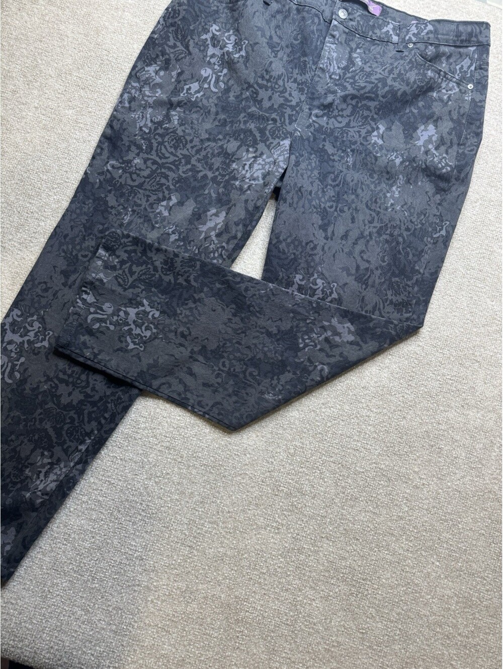 Gloria Vanderbilt Amanda Women's 16W Blk Paisley Jeans 1057